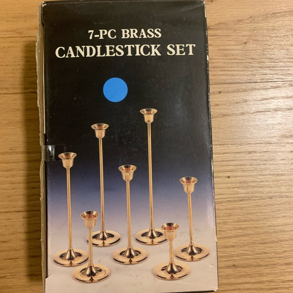 7 pc brass candlestick set